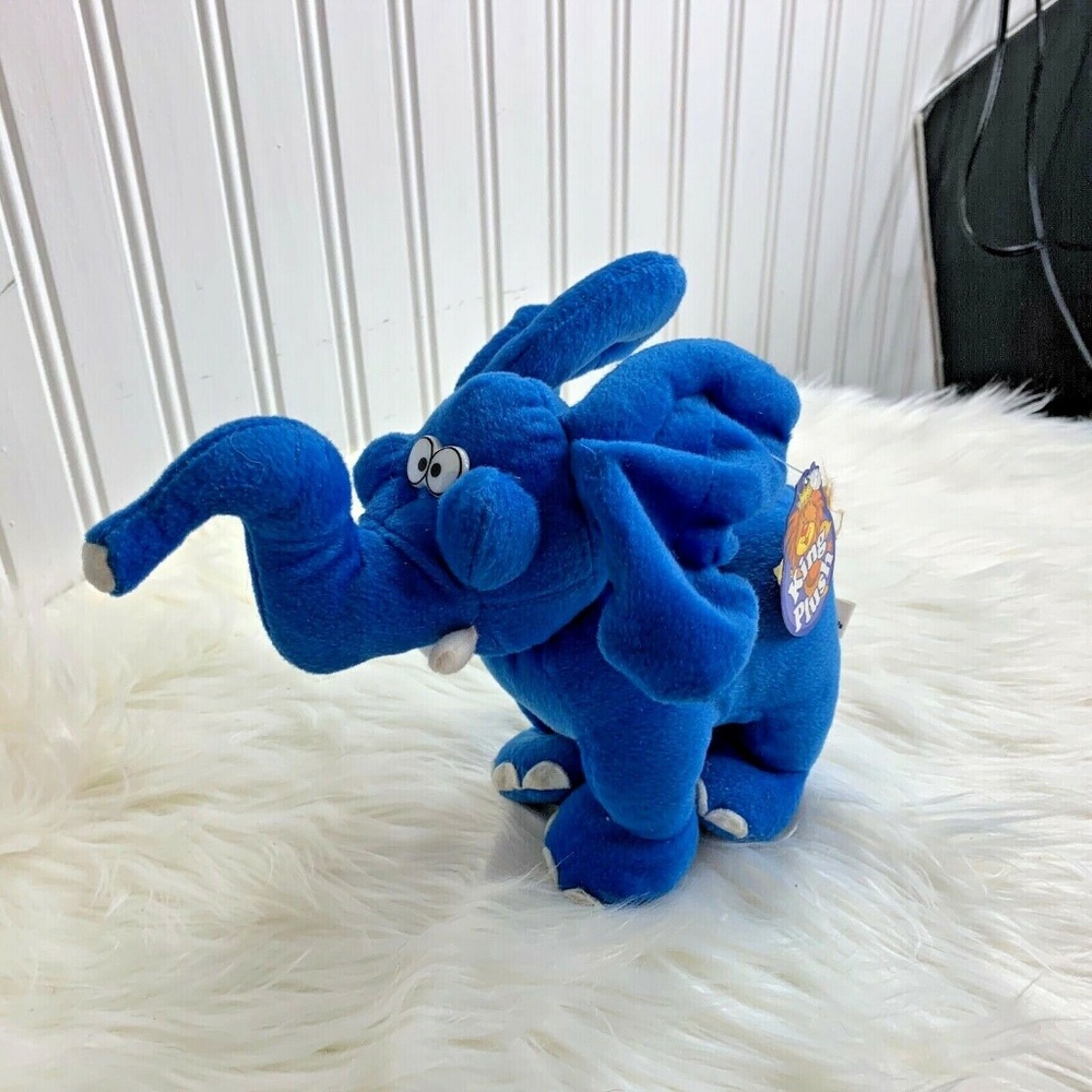 New King Plush Elephant Blue Plush Stuffed Animal Toy 10 in Lgth
